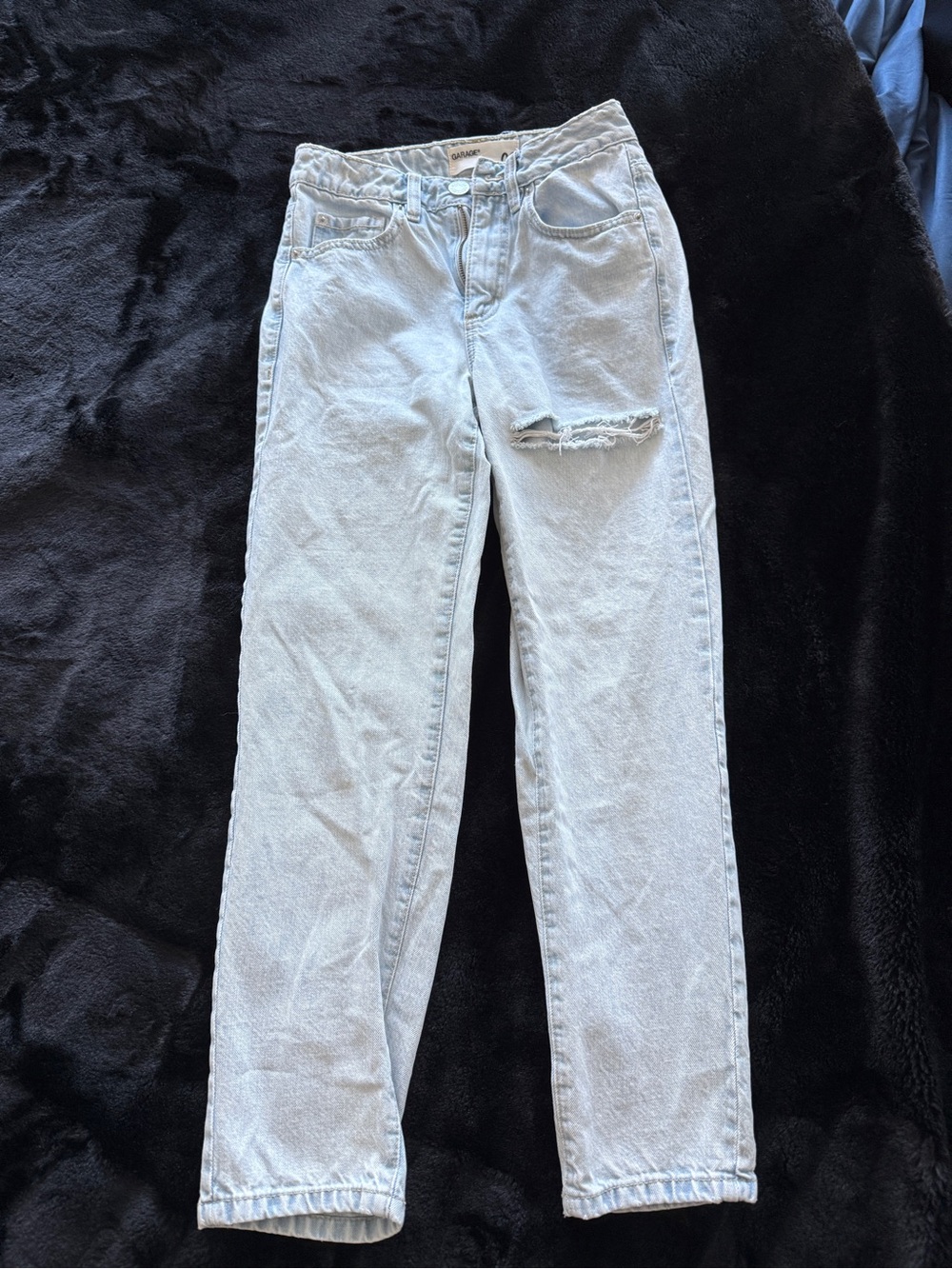 Garage Light Blue Mom Jeans with Rip